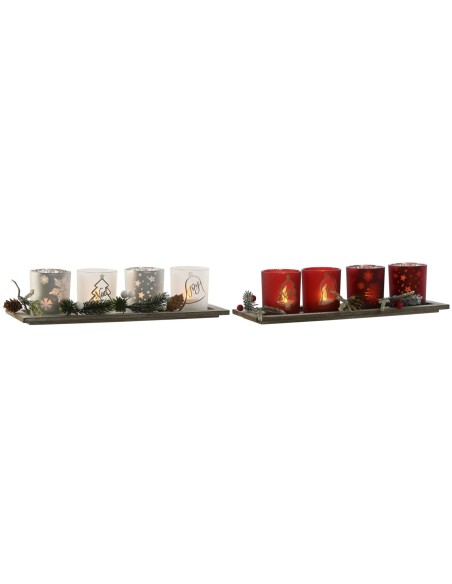 XMAS-SET 5 PORTAVELAS LED CRISTAL
