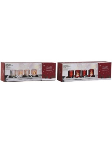 XMAS-SET 5 PORTAVELAS LED CRISTAL