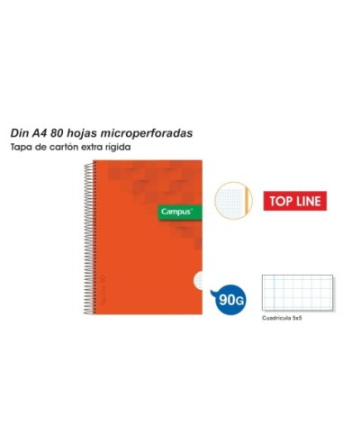 CUAD.CAMPUS T.LINE A4 80H.90GR.NARANJA