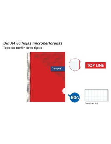 CUAD.CAMPUS T.LINE A4 80H.90GR.ROJO 2303