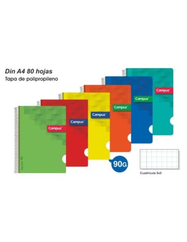 CUADERNO A4 PP.80H.CDLA.5x5 90GR. 002766