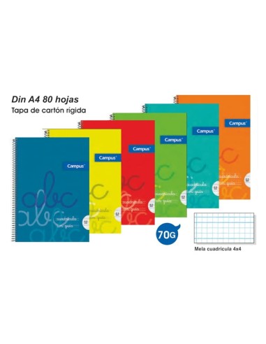 CUADERNO A4 T.DURA 80H.MELA 4MM. 003227