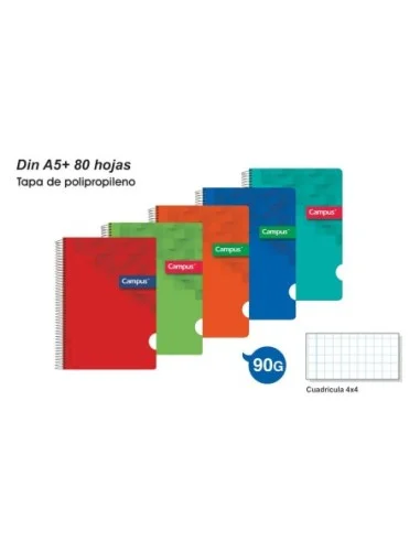 CUADERNO A5 PP.80H.CDLA.4x4 90GR. 002434