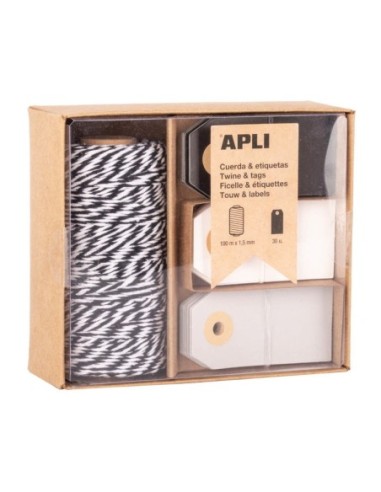 APLI-SET GIFT BOX CUERDA+ETIQUET.NEGRO