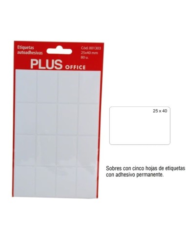 ETIQUETAS MAKRO-5 BLANCAS 25X 40 -SOBRE-