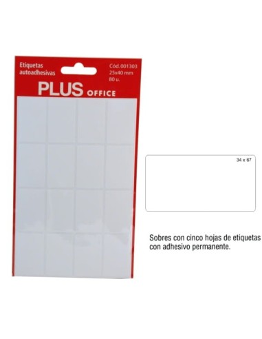 ETIQUETAS MAKRO-5 BLANCAS 34X 67 -SOBRE-