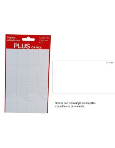 ETIQUETAS MAKRO-5 BLANCAS 53X100 -SOBRE-