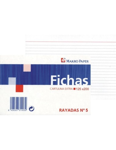 FICHAS RAYADAS CARTULINA Nº5 160X215