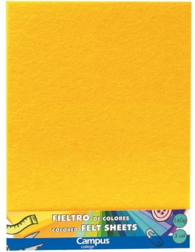 FIELTRO CAMPUS 25x30 AMARILLO(PACK3)