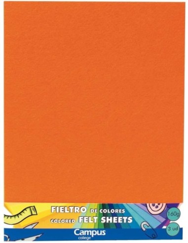 FIELTRO CAMPUS 25x30 NARANJA(PACK3)