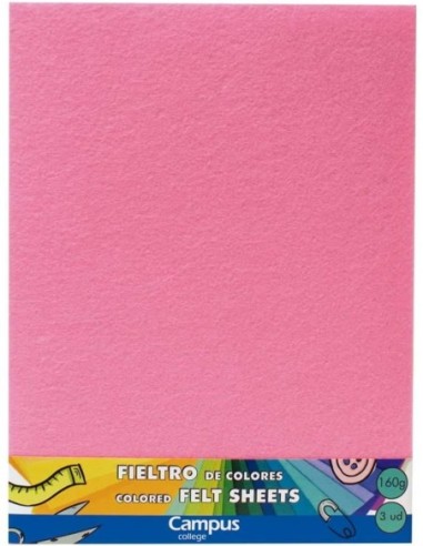 FIELTRO CAMPUS 25x30 ROSA(PACK3)