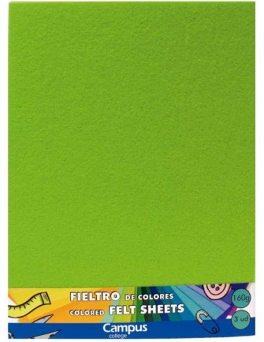 FIELTRO CAMPUS 25x30 VERDE CLARO(PACK 3)