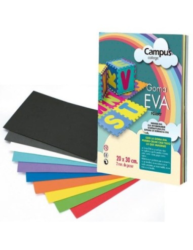 GOMA EVA 2MM.DIN A4 -BOLS.12 COL. STDS.-