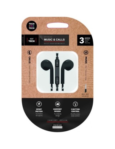 AURICULARES C/MICRO TECH ONE BCO./NEGRO