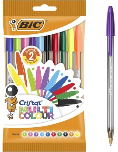 BL.10 BOLIGRAFOS BIC CRISTAL COLORES