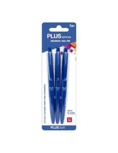 BL.3 BOLIGRAFOS PLUS SOFT AZUL