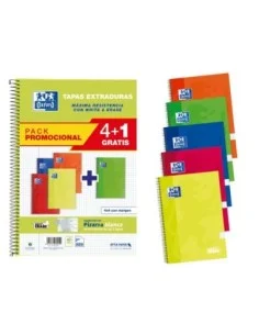 OXFORD-PACK 4+1 CUAD.Fº80H.COL.VIVOS