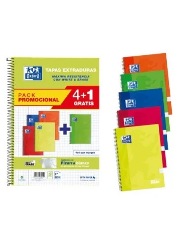 OXFORD-PACK 4+1 CUAD.Fº80H.COL.VIVOS
