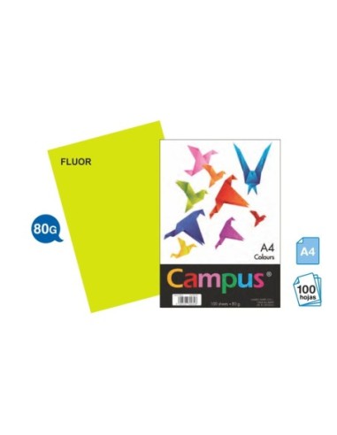 PAPEL CAMPUS A4 80GR.P/100 AMARILLO NEON