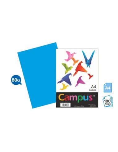 PAPEL CAMPUS A4 80GR.P/100 AZUL TURQUESA