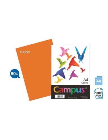 PAPEL CAMPUS A4 80GR.P/100 NARANJA NEON