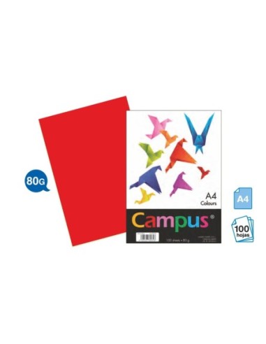 PAPEL CAMPUS A4 80GR.P/100 ROJO