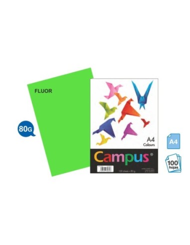 PAPEL CAMPUS A4 80GR.P/100 VERDE NEON