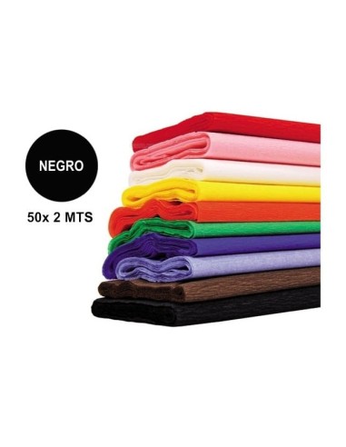 PAPEL CRESPON MAKRO NEGRO 50x200