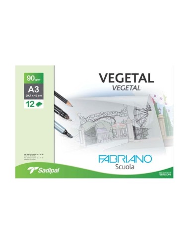 PAPEL VEGETAL A3 90GR.-PACK 12 HOJAS-