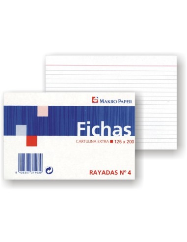 FICHAS RAYADAS CARTULINA Nº4 125X200