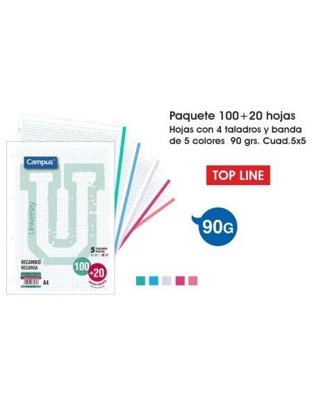 RECAMB.CMP.A4 100+20H.90G.4TAL.5COL.PAST