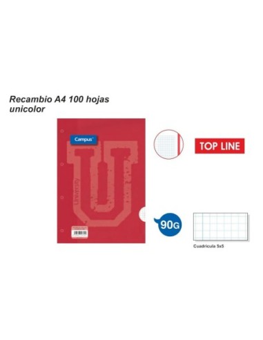 RECAMB.T.LINE A4 100H.90GR.4TL.ROJO 2297