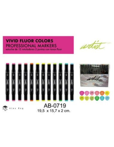 ROTULAD.MARKER DOB.PUNTA CAJA 12 FLUO-