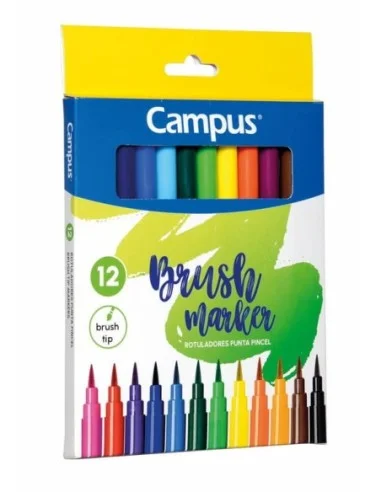 ROTULADOR CAMPUS PUNTA PINCEL 12 COLORES