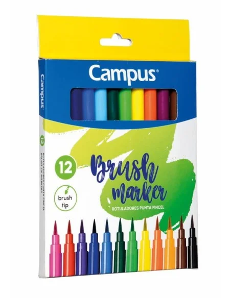 ROTULADOR CAMPUS PUNTA PINCEL 12 COLORES