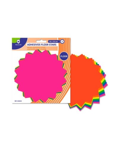 ROTULOS ADHESIVOS ESTRELLA FLUO -PACK 4-