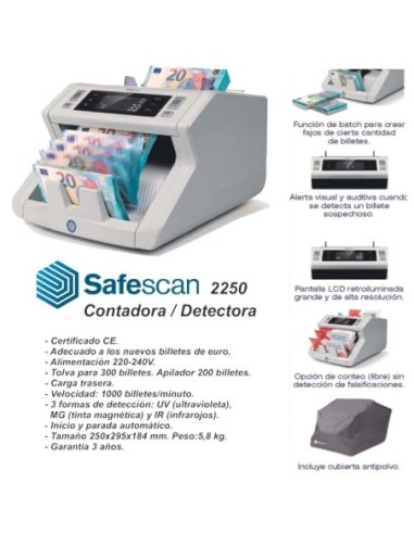 SAFESCAN-CONTADOR/DETECTOR BILLETES 2250