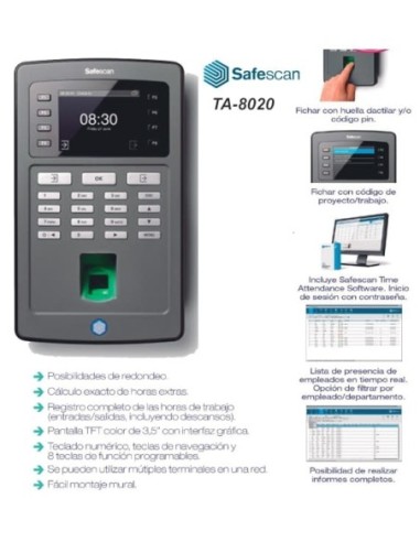 SAFESCAN-CONTROLADOR PRESENCIA TA-8020