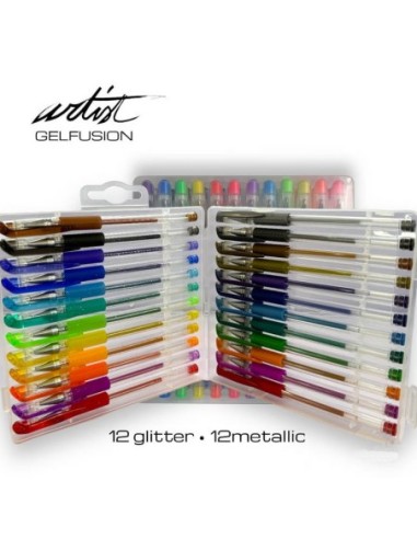 SET MALETA 24 BOLIGR.GEL METAL/GLITTER