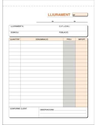 TALONARI LLIURAMENT 4ºDUPLIC.PL. T-91/C