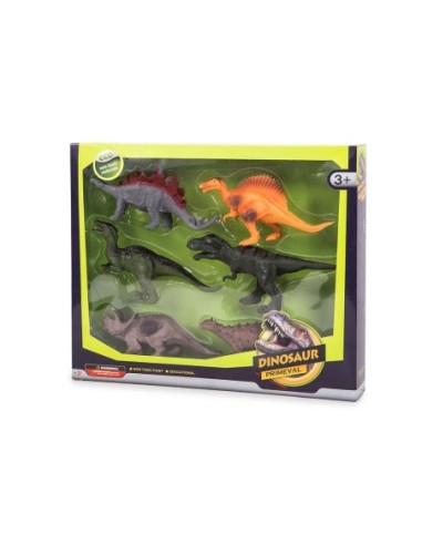 TOYS-CAJA 6 DINOSAURIOS GOMA 39-9612